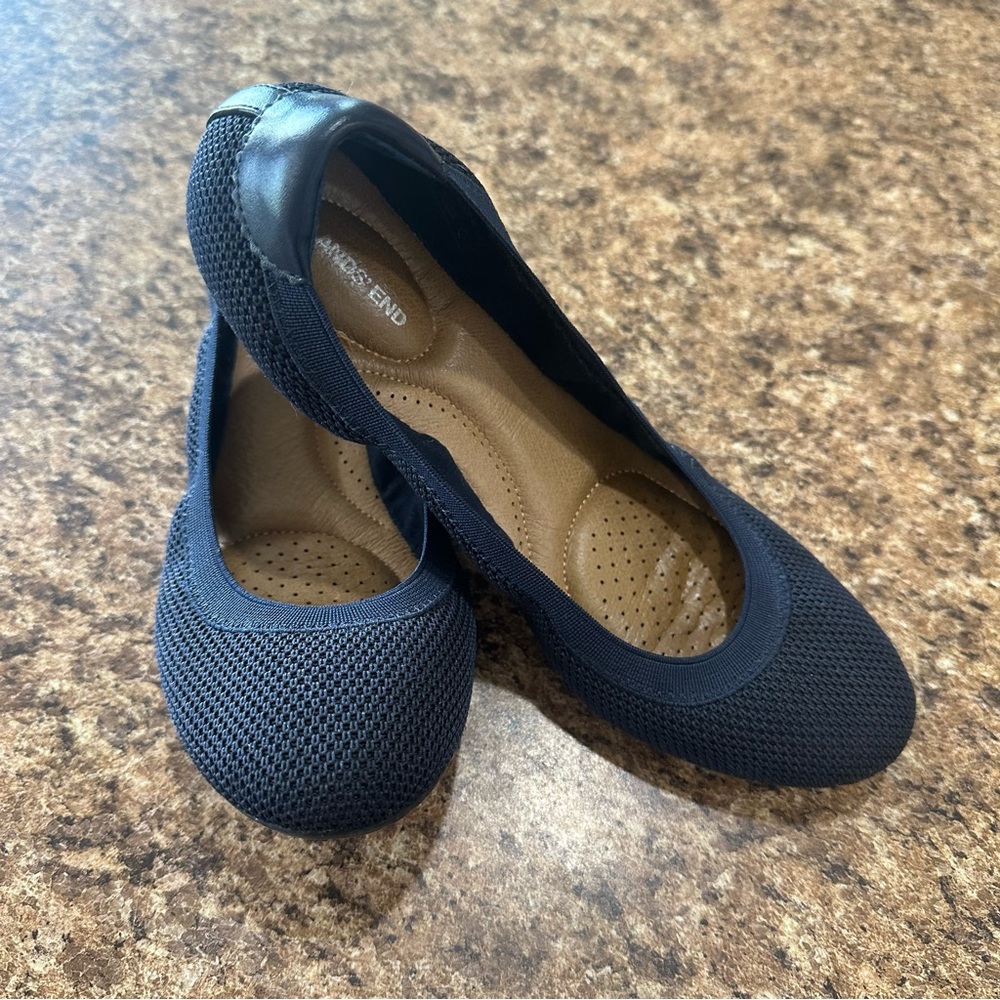 Lands End  Navy Ballet Flats Size 9.5